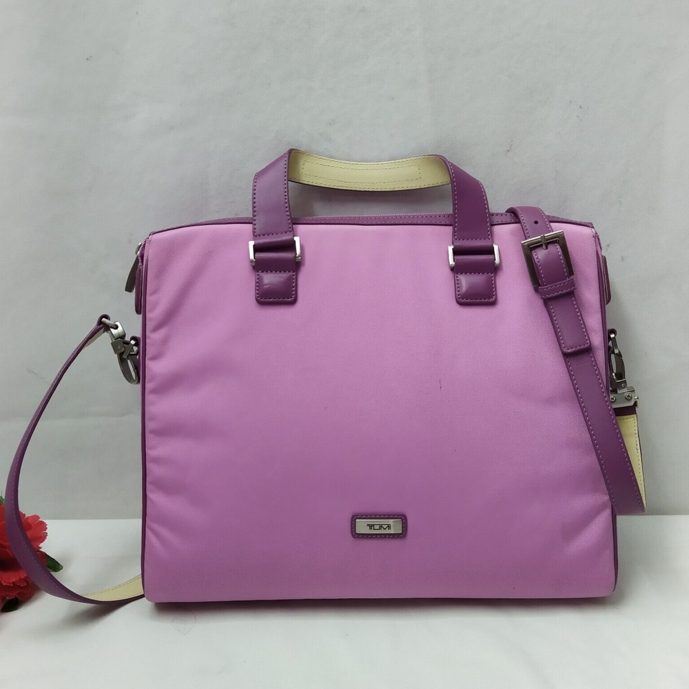 Tumi Purple Nylon Zipper Closure Messenger Laptop Crossbody Bag